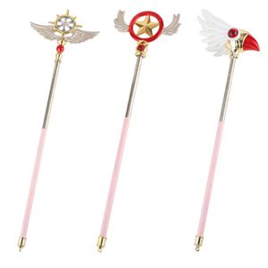 Brdwn Card Captor 클리어 사쿠라 기노 모토 사쿠라 코스프레 새 머리 마술 지팡이 박스형 아연 합금 모델 장난감