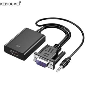 컴퓨터 노트북 TV 프로젝터 용 VGA TO HD 변환기 VGA 입력 HDMI 호환 출력 고화질 오디오 비디오 케이블 어댑터