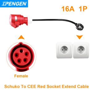 휴대용 EV 충전기 슈코 플러그-CEE 레드 전원 암 플러그 소켓 어댑터 연결, 16A 3 상 11KW