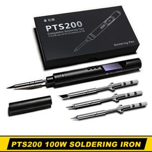 PTS200 스마트 전기 납땜 인두 100W 미니 휴대용 고속 가열 납땜 스테이션 범용 TS101/TS100 납땜 인두 팁