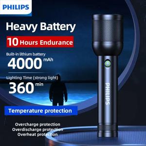 필립스 3200 루멘 LED 손전등 1000m 휴대용 강력하고 밝은 손전등 캠핑 램프 야외 하이킹용 자기방어