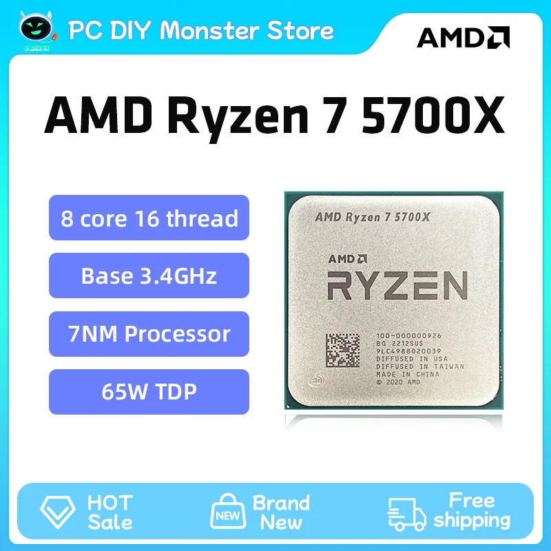 AMD 새로운 Ryzen 7 5700X R7 5700X 3.4GHz 8 코어 16 스레드 CPU 프로세서 7NM L3=32M 소켓 AMD AM4 게임 프로세서 процессор