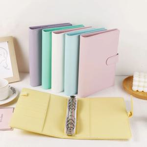 A5 마카롱 컬러 PU 가죽 DIY 바인더 포토 카드 수집 도서 일기 일정 플래너 DIY 커버 앨범 편지지