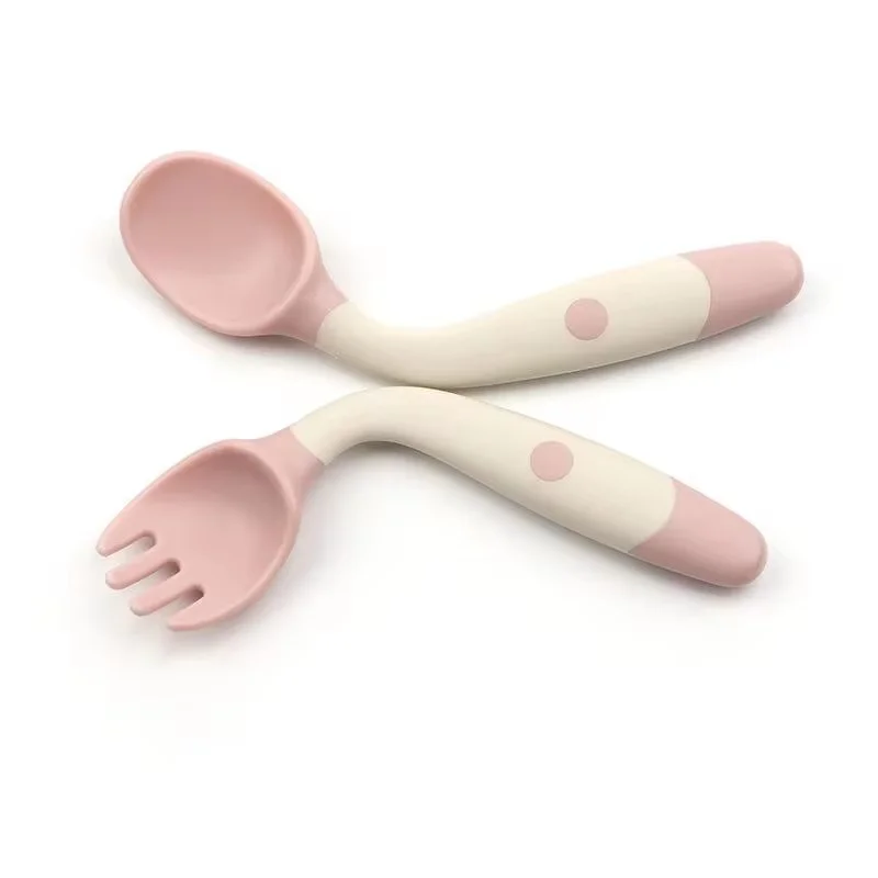 내열성 식품 유연한 PP 아기 회전 훈련 스푼 및 포크 급식 스푼