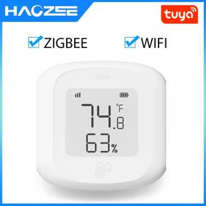 Tuya 스마트 WiFi/Zigbee 온도 및 습도 센서 LCD 디스플레이 지원 실내 습도계 온도계 Alexa Google 홈