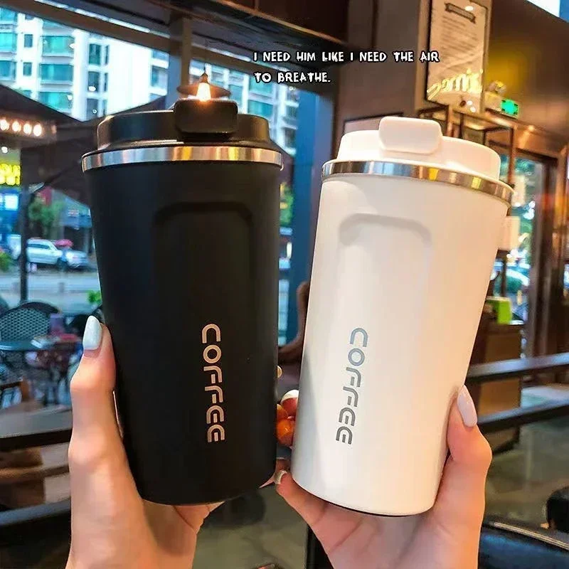 스테인레스 스틸 보온 머그잔, 커피 물병, 누출 방지, 여행 음료 용기, 380 ml, 510ml