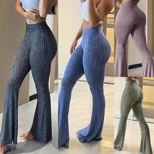 슬림 하이 웨스트 카프리 섹시한 벨 바닥 플레어 스타킹 솔리드 핫 Y2k 여성 의류 E 소녀 미적 패션 streetwear 여성 바지