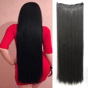 Aosiwig 합성 슈퍼 롱 스트레이트 100cm 5 클립 헤어 익스텐션 천연 헤어 블랙 금발 가짜 거짓 헤어 피스 여성용