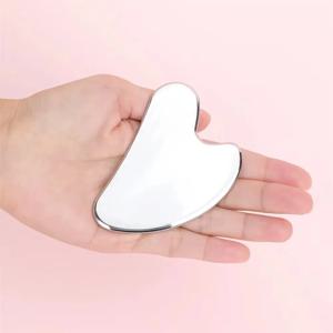 Gua Sha 천연 스테인레스 스틸 스크레이퍼 마사지 페이셜 스킨 케어 Guasha 보드 페이스 마사지 보드 하트 모양 바디 릴랙스