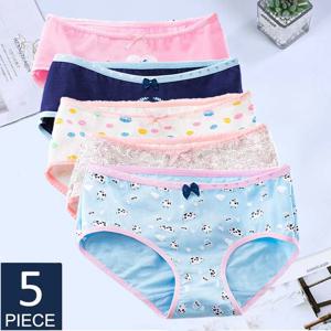5Pcs 코 튼 속옷 여자 팬티 플러스 크기 팬티 여자 Calcinha 섹시 한 란제리 숙 녀 팬티 인쇄 만화 여성 Underpant