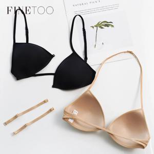 FINETOO 섹시한 얇은 원활한 브래지어 여성 삼각형 컵 속옷 여성 뷰티 백 프론트 버클 브래지어 크로스 스트랩 탑 란제리 새로운