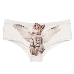 DeanFire Kawaii 3D 팬티 여성 속옷 천사 고양이 만화 인쇄 사랑스러운 푸시 업 팬티 란제리 끈 팬티 여성용