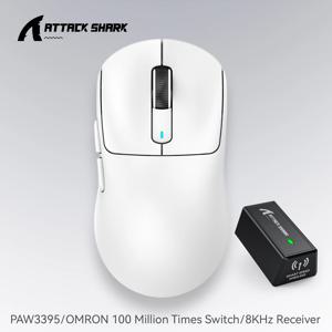 ATTACK SHARK X3 PAW3395 블루투스 마우스, 2.4G 트라이 모드 연결, 26000dpi,650IPS,49g 경량 매크로 게이밍 마우스