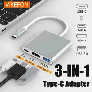 USB-C-HDMI 호환 3 in 1 케이블 변환기, Samsung Huawei iPad Mac NS USB 3.1 유형 C-HD 4K USB 3.0 어댑터 케이블