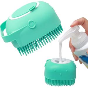 애완 동물 강아지 샴푸 브러시 2.7oz 80ml 고양이 마사지 빗 짧은 머리 부드러운 실리콘 고무 목욕을위한 손질 스크러버