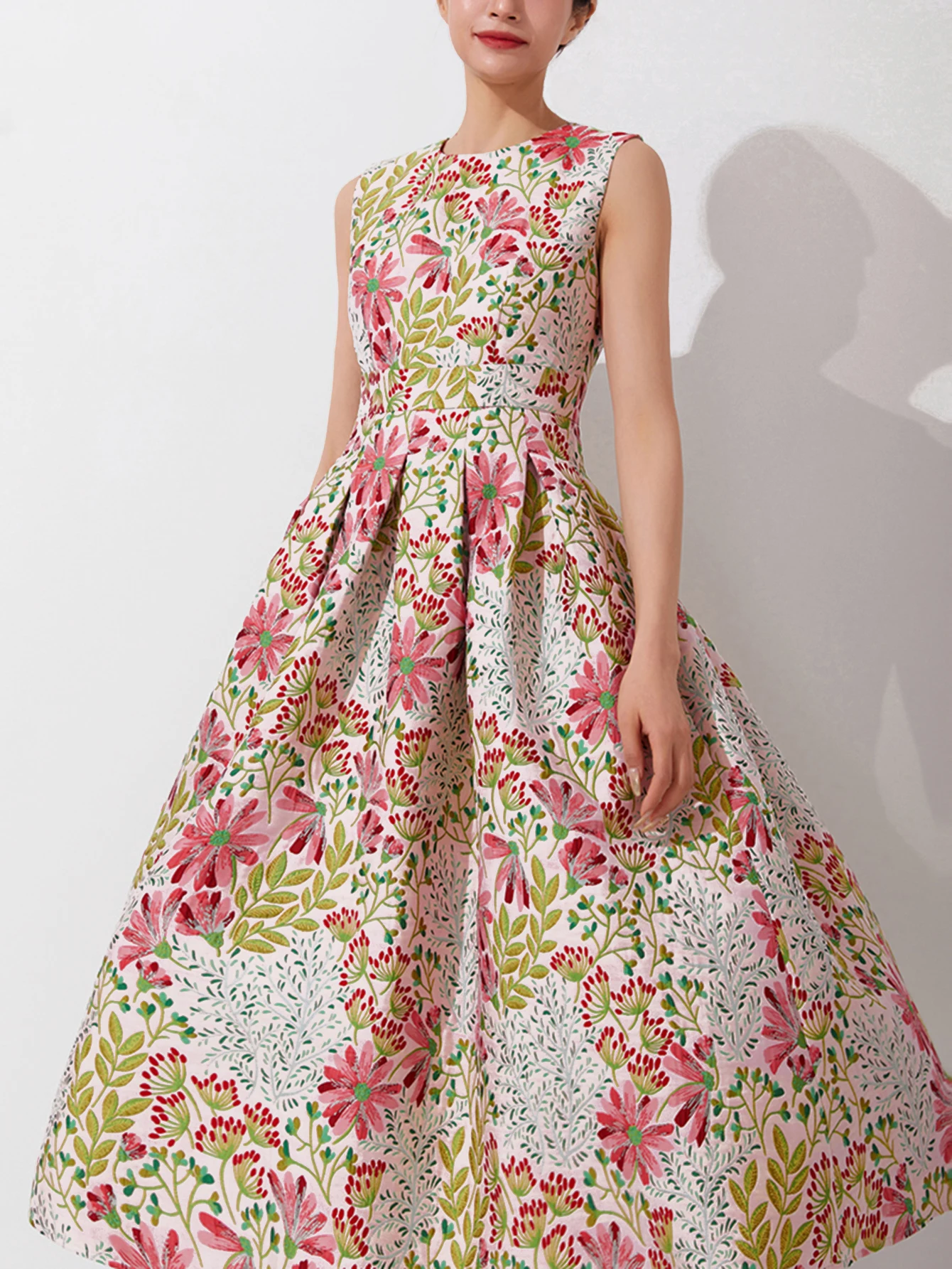DEVCHATA 여름 우아한 자카드 여성 긴 맥시 럭셔리 드레스 꽃 패션 파티 가운 Femme 빈티지 Vestido 저녁 의류