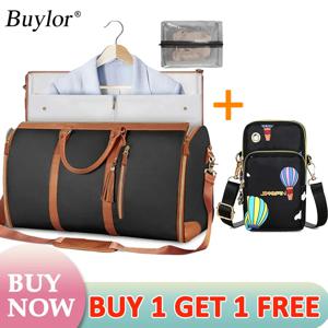 Buylor 2pcs 가방 접는 양복 가방 신발 주머니와 대용량 여행 수하물 가방 방수 여성 핸드백 야외 피트니스 가방
