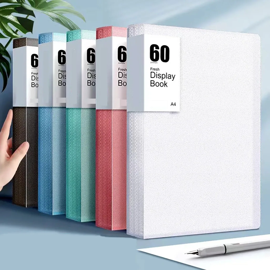 60페이지 A4 보관 폴더 - 선명한 뷰 패널로 내구성이 뛰어나고 패셔너블함 - Morandi Color Collection - 정리된 공간 절약형
