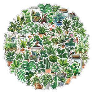 50PCS 귀여운 식물 녹색 미적 스티커 어린이 장난감 DIY 장식 냉장고 노트북 자전거 전화 가방 만화 스티커