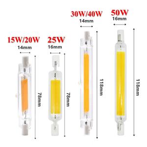 LED R7S 유리 튜브 118mm J118 78mm J78 COB 전구 AC 110V 220V 230V 240V 디밍이 가능한 홈 조명 할로겐 램프 교체