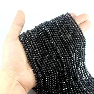 자연면 처리 된 블랙 스피넬 100% 반짝 이는 밝은 품질 느슨한 라운드 비즈 2/3/4/6MM 15Inch 보석 만들기 팔찌 목걸이
