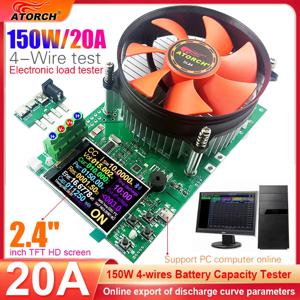 150W 4선 배터리 용량 테스터 2.4인치 TFT 컬러 스크린 CNC 유형 전자 부하 전력 방전 테스터(EU 어댑터 포함)