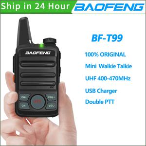 Baofeng 미니 워키 토키 BF-T99 듀얼 PTT 20 채널 1500mAh 리튬 이온 배터리 UHF 400-470MHz 햄 아마추어 라디오 BF T99 인터콤