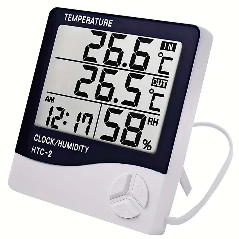 HTC-1 HTC-2 LCD 전자 디지털 온도 습도 측정기 가정용 온도계 습도계 실내 실외 기상 관측소 시계