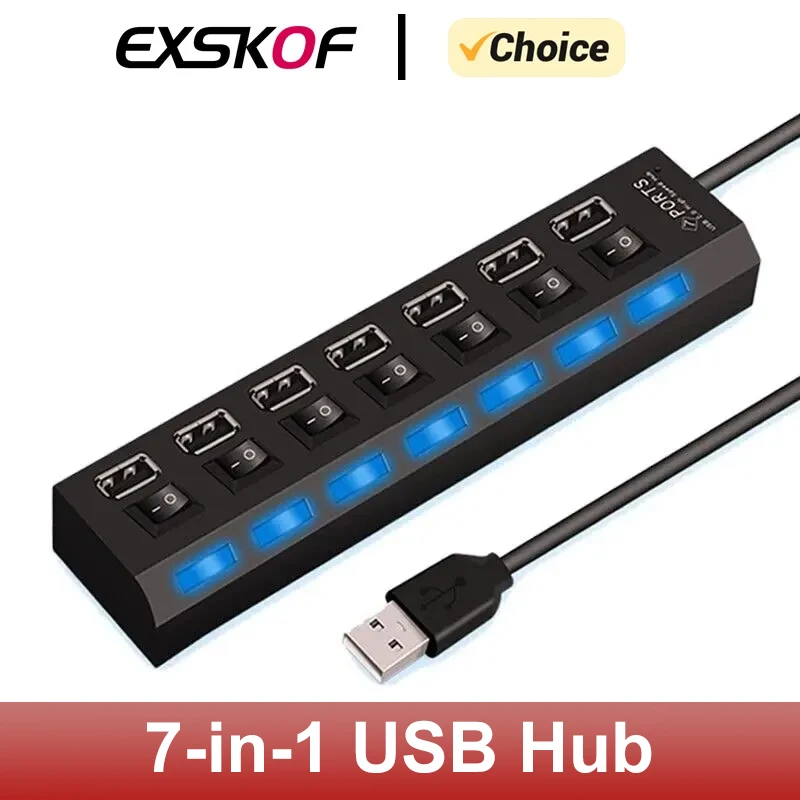 USB 3.0 허브 4포트 7포트 고속 데이터 전송 확장기 LED 스위치 램프 전원 어댑터 포함 PC 노트북 플래시 드라이브 U 디스크용