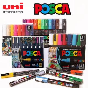 Uni Posca 세트 7/8/16 색상 아크릴 페인트 펜 PC1M PC3M PC5M 미술 용품 ​​용 가역 파인 포인트 펜 팁 패브릭 마커