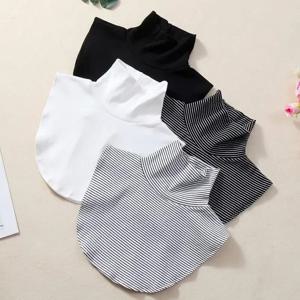 여성용 니트 하이넥 가짜 칼라, 신축성 있는 저지, 터틀넥, 따뜻한 목 보호 스카프, 패셔너블하고 다용도