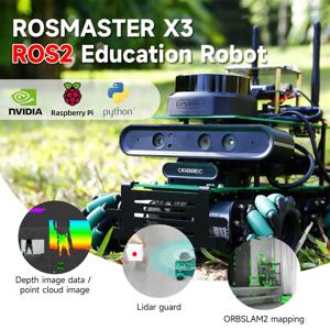 ROSMASTER X3 ROS2 로봇 메카넘 휠, 알루미늄 합금 프레임, 오토파일럿 라이더 매핑, 젯슨 나노 오린 NX 오린 나노 라즈베리 파이용