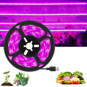 DC 5V USB LED 성장 조명, 식물 조명 성장 LED 스트립 식물 램프, 야채 꽃 묘목 성장 텐트, 전체 스펙트럼 1-5m