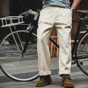 Maden Vintage 11.2oz 화이트 Cottonseed Hull Jeans 캐주얼 루즈핏 스트레이트 바지 남성용 봄, 가을 Chino Cargo Pants