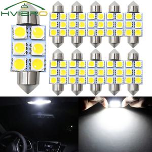10PCS 5050 6Led DC 12v 흰색 Led 31mm 36mm 39mm 41mm C5w C10w 인테리어 꽃줄 돔 수하물 램프 독서 전구 문 읽기 조명