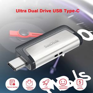 SanDisk OTG Type-C USB 플래시 드라이브 64GB 128G 256GB 울트라 듀얼 USB3.1 U 디스크 2 IN 1 펜 드라이브 스틱 150MB/s 스마트폰 노트북용