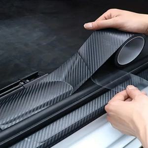 3D 탄소 섬유 스티커 페이스트, 자동차 문턱 보호 필름, 스크래치 방지, 방수 매트 블랙 나노 스티커, 차체