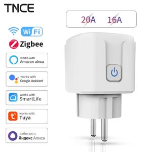 투야 EU 스마트 소켓, 와이파이 BLE 스마트 플러그, 전원 모니터링 타이밍 기능, 음성 제어, 알렉사 구글 어시스턴트, 20A