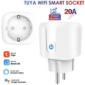 TUYA 스마트 플러그 WiFi/Zigbee 소켓 EU 16A/20A 전원 모니터 타이밍 기능 음성 제어 기능 Alexa GoogleHome과 함께 작동