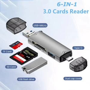 6 In 1 다기능 Usb 3.0 U 디스크 카드 리더 유형 C/마이크로 Usb/Tf/Sd 플래시 드라이브 메모리 카드 읽기 어댑터 전화 액세서리