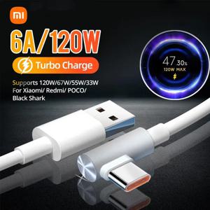 원래 Xiaomi 120W 6A USB 초고속 충전기 Mi 12 11 POCO X5 X4 Pro Redmi Note 8 9 10 11 90도 유형 C 충전 케이블