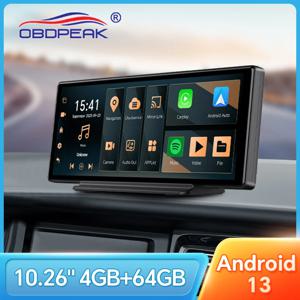 Obdpeak k50 10.26 ''대시 보드 4g + 64g 안드로이드 13 ai 스크린 대시 캠 gps 네비게이션 carplay 안드로이드 자동 듀얼 렌즈 비디오 레코더