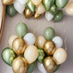 레트로 올리브 그린 풍선 키트 흰색 색종이 풍선 파티 장식 풍선 생일 파티 결혼식 중요한 축제 Decorat