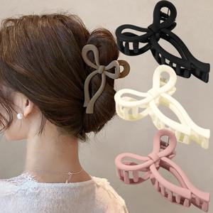 매트 보우 대형 머리 발톱 크랩 포니 테일 헤어 액세서리 여성용 아크릴 Bowknot 헤어 클립 헤어핀 소녀 바레트 머리띠