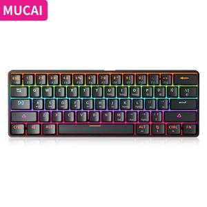 MUCAI MKA610 RGB USB 미니 기계식 키보드 빨간색 스위치 61 키 유선 컴퓨터 노트북 휴대용 키보드 순수 블랙