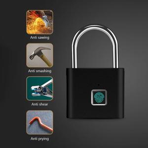 열쇠가없는 USB 충전 지문 잠금 장치 스마트 자물쇠 방수 도어 잠금 장치 1 초 잠금 해제 휴대용 도난 방지 자물쇠 아연