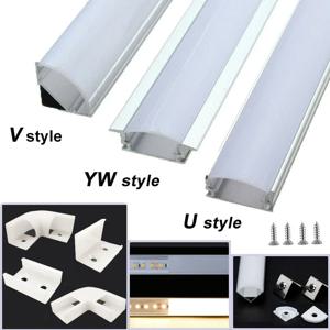 U/V/YW 스타일 모양의 프로파일 0.5m 알루미늄 DC12V LED 바 빛 2-25 Pcs 채널 홀더 커버 DIY 밀키 커버 스트립 채널