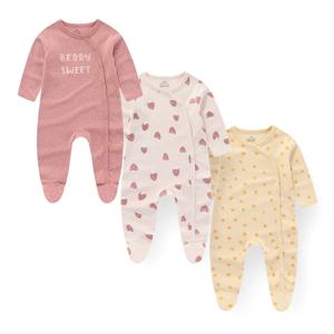 Kiddiezoom 3 개/몫 가을 겨울 unisex 만화 긴 소매 아기 소년 소녀 romper 100% 코튼 부드러운 신생아 점프 슈트 의류