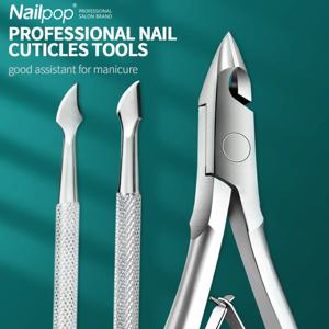 Nailpop 전문 스테인레스 스틸 네일 커터 가위 니퍼 기능 큐티클 푸셔 리무버 매니큐어 네일 아트 케어 도구 키트