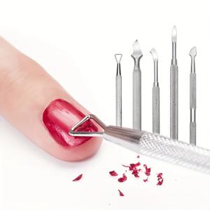 전문가용 고휘도 네일 푸셔, 양면 스테인레스 스틸, 죽은 피부 푸시 리무버, 페디큐어 매니큐어 네일 아트 클리너 C